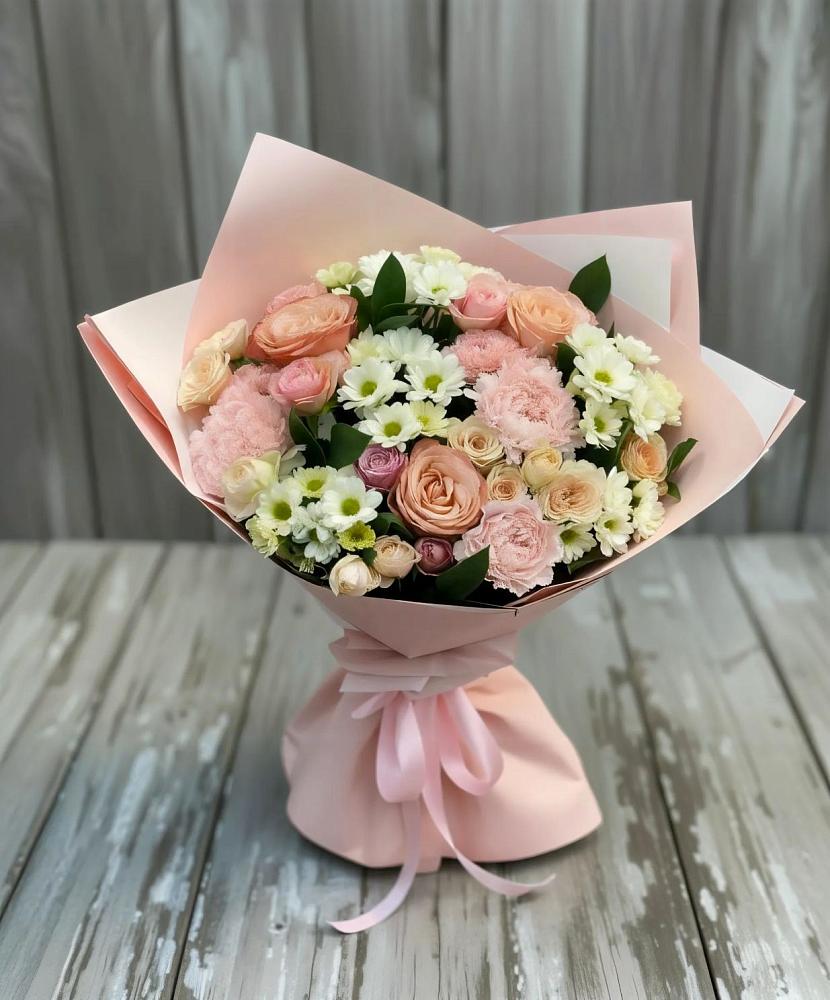 Букет цветов из: Гвоздики, Розы и Хризантемы в Сынково