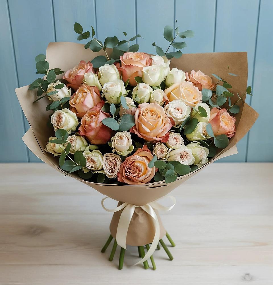 Букет цветов из: Альстромерии и Розы в Сынково