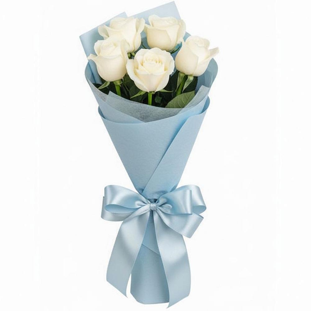 Букет 5 Белых роз Проуд в Сынково