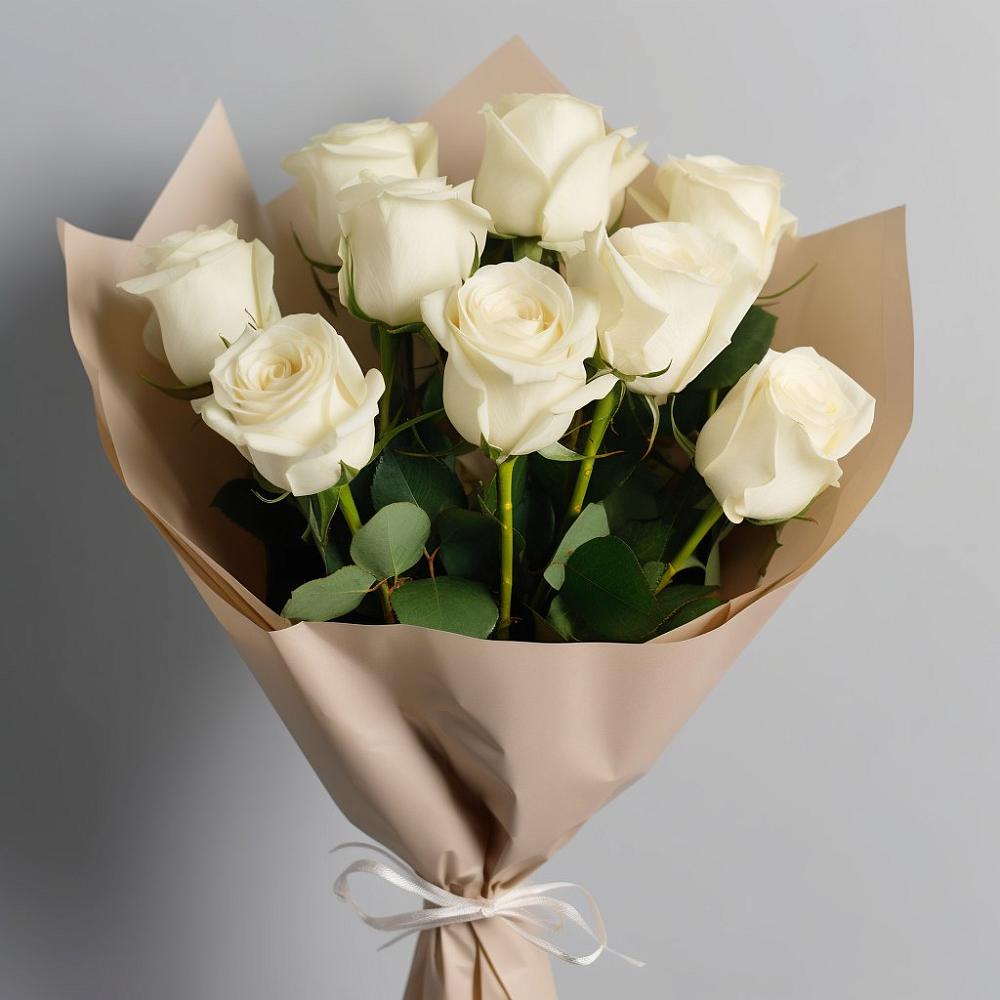 Букет 9 Белых роз Эдлесс Лав в Сынково