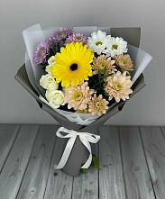 Букет цветов из:  Розы, Герберы и Хризантемы в Сынково