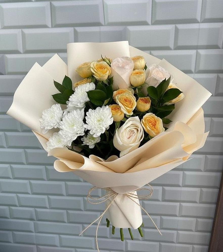 Букет цветов из: Розы и Хризантемы в Сынково