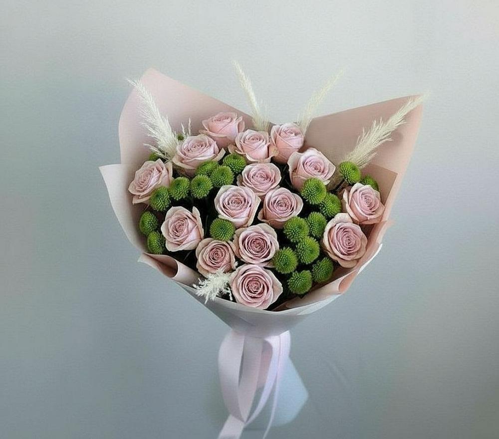 Букет цветов из: Розы и Хризантемы в Сынково