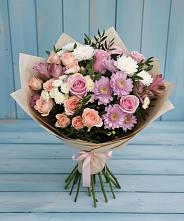 Букет цветов из:  Хризантемы, Розы и Альстромерии в Сынково