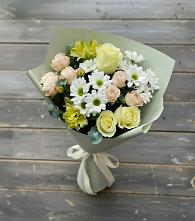 Букет цветов из:  Альстромерии, Розы и Хризантемы в Сынково