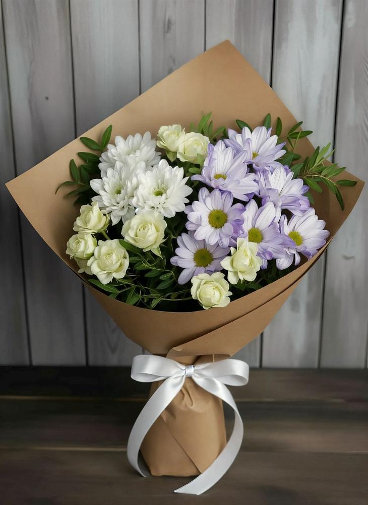 Букет цветов из: Хризантемы и Розы в Сынково